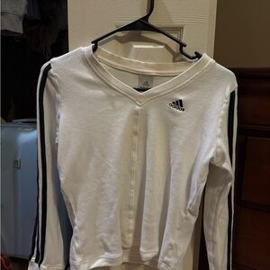 Adidas White and Black Long Sleeve Tee